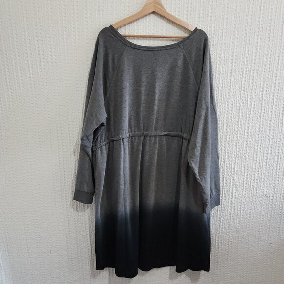 Torrid Plus Size Off-Shoulder Skater Dress  French Terry Heather Grey Dip Dye 4X - Picture 3 of 13
